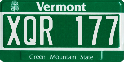 VT license plate XQR177