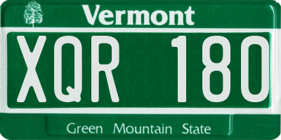 VT license plate XQR180