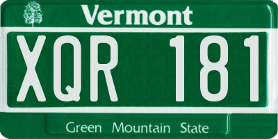 VT license plate XQR181