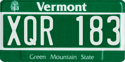 VT license plate XQR183