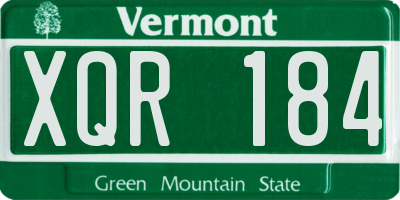VT license plate XQR184