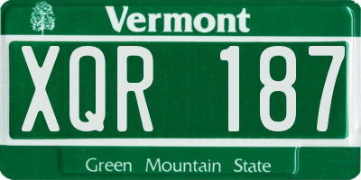VT license plate XQR187
