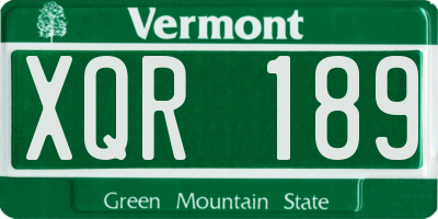 VT license plate XQR189