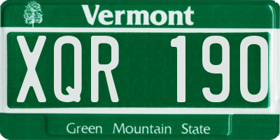 VT license plate XQR190