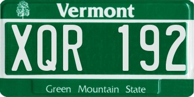 VT license plate XQR192