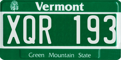 VT license plate XQR193
