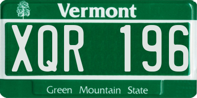 VT license plate XQR196