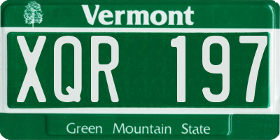 VT license plate XQR197