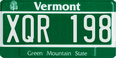 VT license plate XQR198