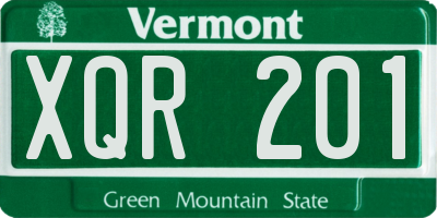 VT license plate XQR201