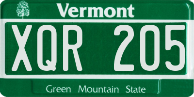 VT license plate XQR205