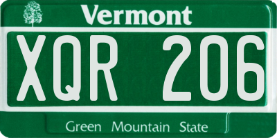 VT license plate XQR206