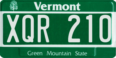 VT license plate XQR210