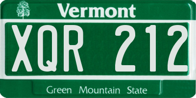 VT license plate XQR212