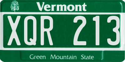 VT license plate XQR213