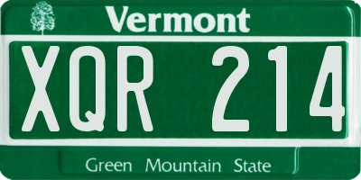 VT license plate XQR214