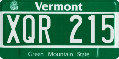 VT license plate XQR215