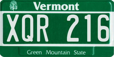 VT license plate XQR216