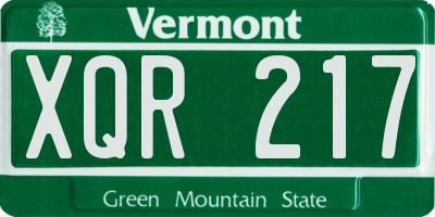 VT license plate XQR217