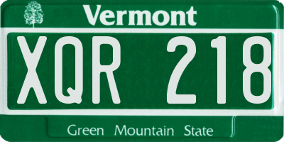 VT license plate XQR218