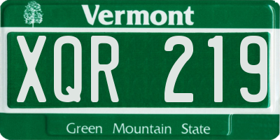 VT license plate XQR219