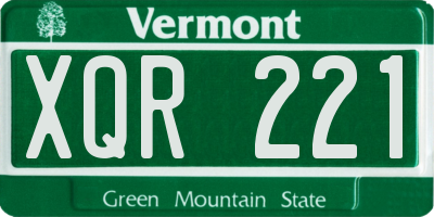 VT license plate XQR221