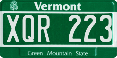VT license plate XQR223