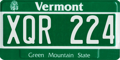 VT license plate XQR224