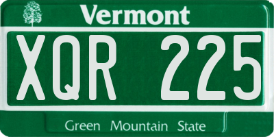 VT license plate XQR225