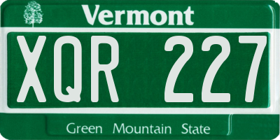 VT license plate XQR227