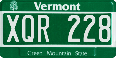 VT license plate XQR228