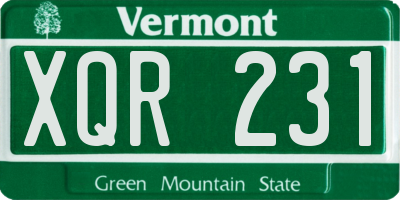 VT license plate XQR231