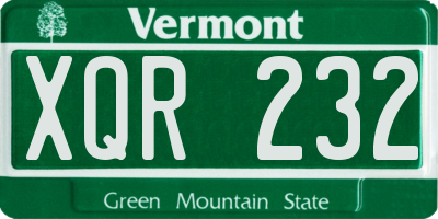 VT license plate XQR232