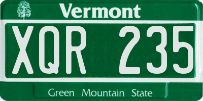 VT license plate XQR235
