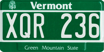 VT license plate XQR236