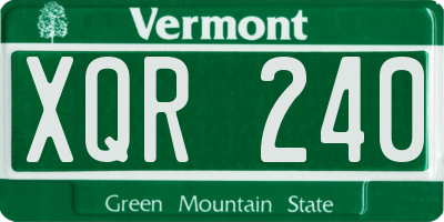 VT license plate XQR240
