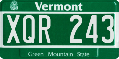VT license plate XQR243