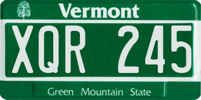VT license plate XQR245