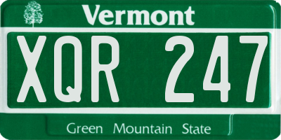VT license plate XQR247