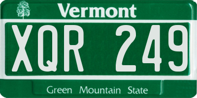 VT license plate XQR249