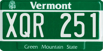 VT license plate XQR251