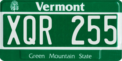 VT license plate XQR255