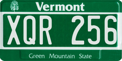 VT license plate XQR256