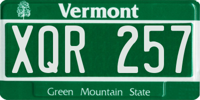 VT license plate XQR257
