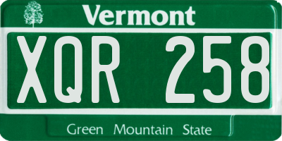 VT license plate XQR258