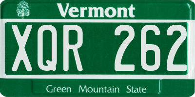 VT license plate XQR262