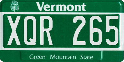 VT license plate XQR265