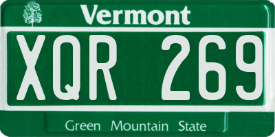 VT license plate XQR269