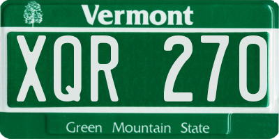VT license plate XQR270