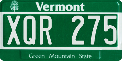 VT license plate XQR275